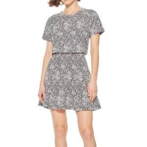 PARKER Burke Printed Short Sleeve Tee Dress Midnight Jasmine Blue White XS